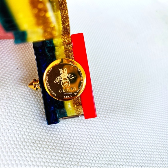 Gucci Vintage Web Resin Rainbow Cuff Watch NWT - Picture 14 of 16